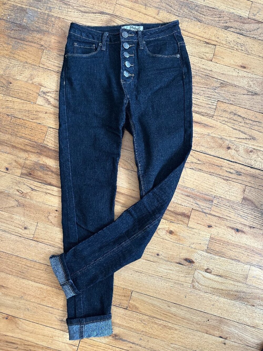 Hybrid & Co dark denim Jeans, casual comfy stretch ,High Waisted size 1